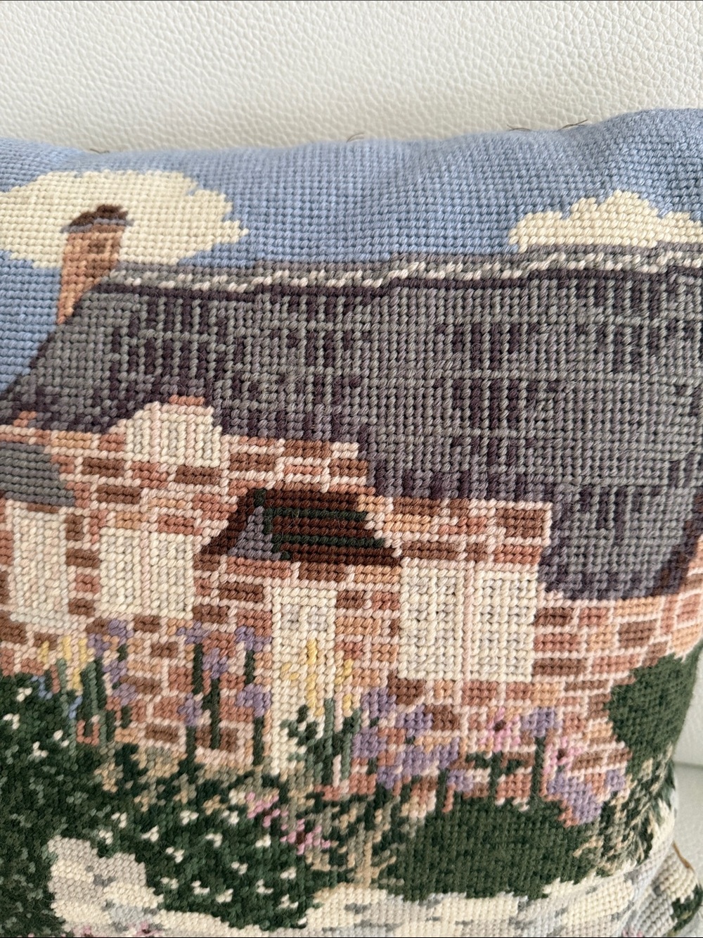 Vintage Needlepoint Accent Pillow - Picture 2 of 6